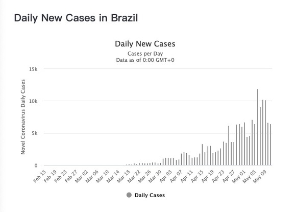 巴西新增病例实时统计